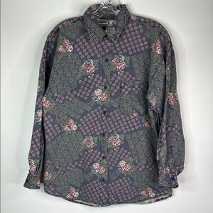 Capacity Floral Long Sleeve Button Up Shirt Size Medium